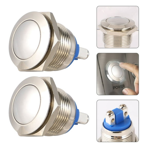 EXHUMKY 2Pcs Industrial Push Button Switch Waterproof Momentary with IP67 Head Protection Level for General Users