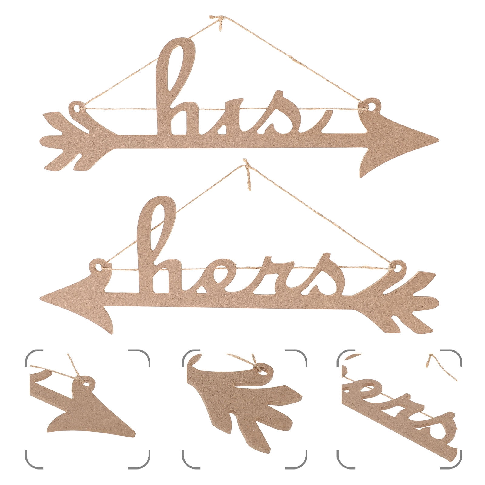 Rustic Wedding Chair Signs – “His” And “Hers” Hanging Decor For Bride And Groom (Set Of 2, Khaki)