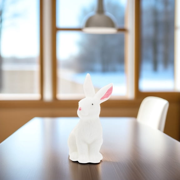 EXHUMKY 2Pcs Mini Bonsai Figurines Ornament Rabbit Shape White Resin Decorative Item