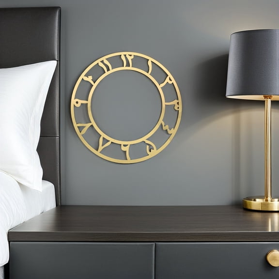 EXHUMKY 2Pcs Round Acrylic Mirror Wall Clock Stickers Golden Color Circle Design for Office Decor