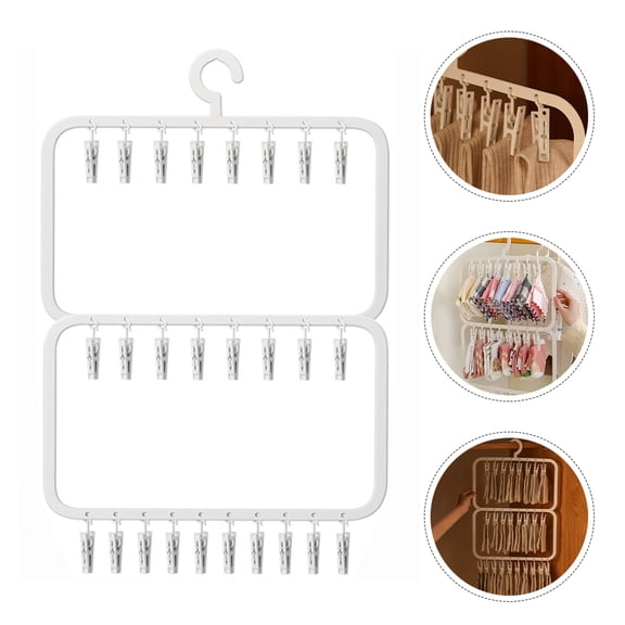 EXHUMKY 2Pcs Multifunctional Plastic Clothes Drying Rack for Socks and Underwear Indoor Use 10.8X15.7X0.6In