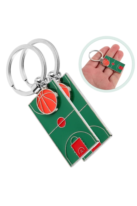 2Pcs Basketball Keychain Metal Sports Ball Pendant for Party and Backpack