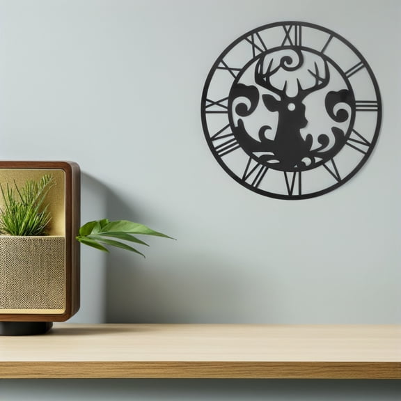 EXHUMKY Roman Numerals Clock Dial Stickers Black Acrylic Wall Art Decals 2 Pieces for Home Decor