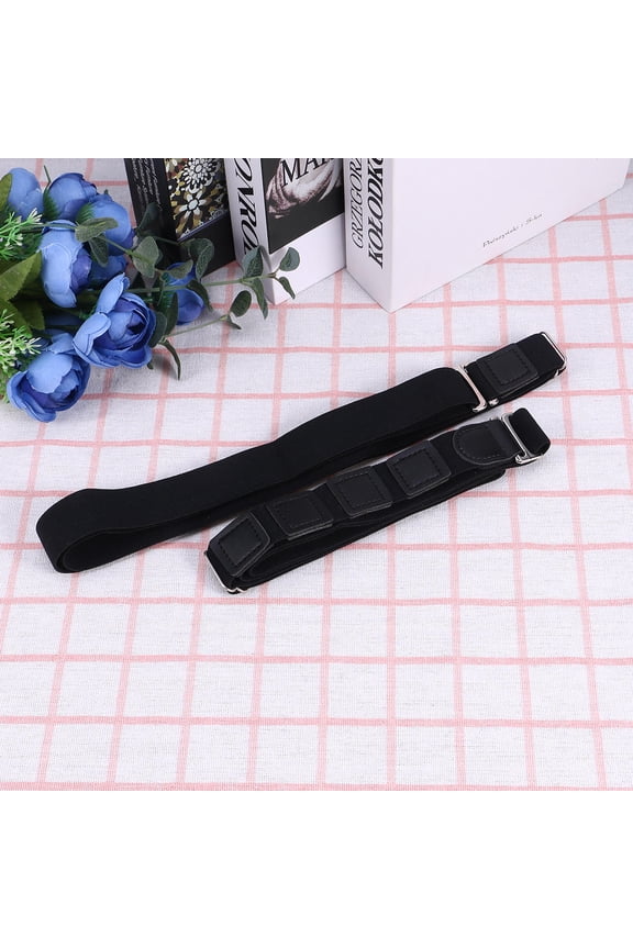 2Pcs Black Nylon Shirt Stays Belt with Non Slip Silicone p for Adults