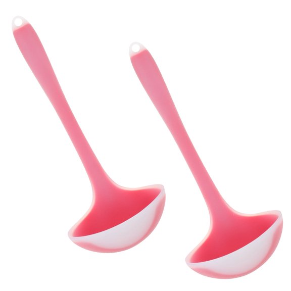 EXHUMKY Exhumky Silicone Soup Ladle Watermelon Red Smooth Edges Easy to Use 2Pcs