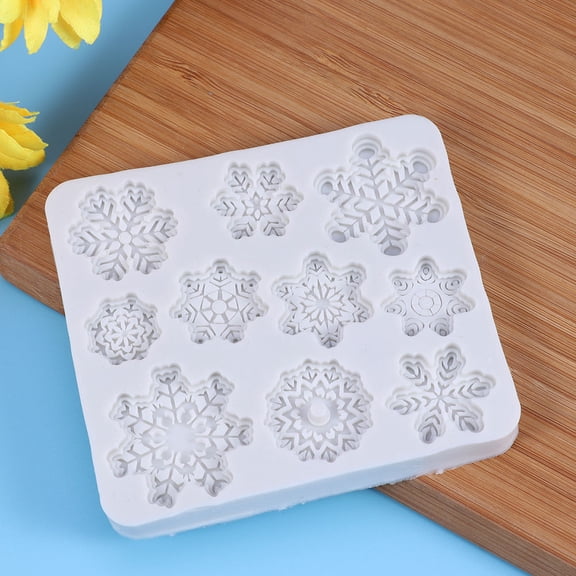 EXHUMKY Snowflake Cake Mold, Silicone Christmas Baking Accessories, Light Grey, 2Pcs