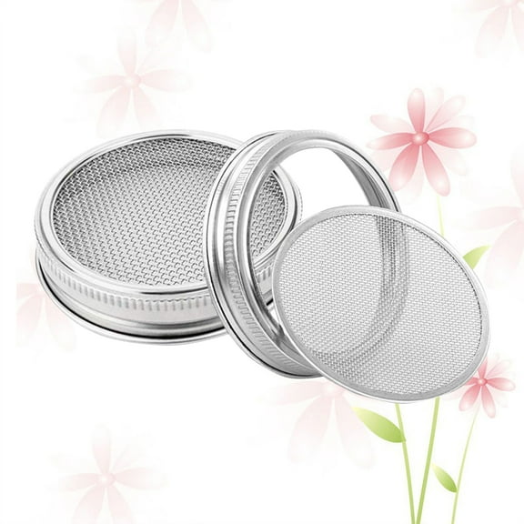EXHUMKY 2Pcs Sprouting Jar 3.3Inch Silver Circular Stainless Steel For Draining Sifting Soaking In House