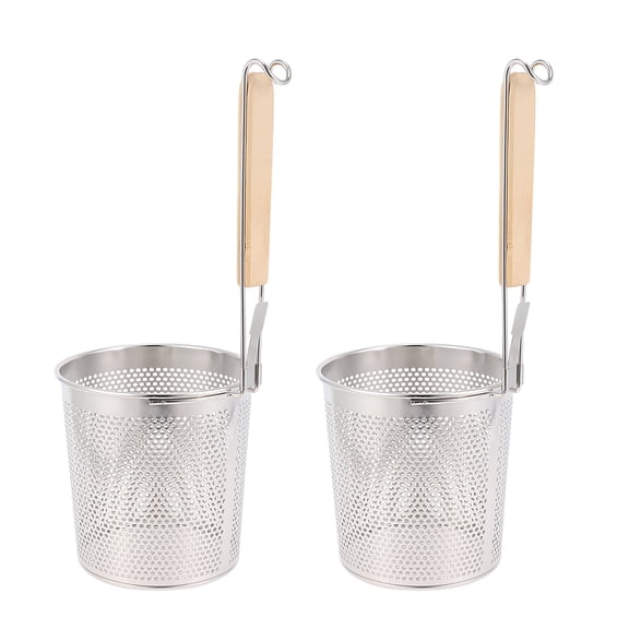 EXHUMKY 2-Piece Stackable Stainless Steel Mesh Colander Set with Handles, Strainer Baskets for Pasta, Noodles, Vegetables