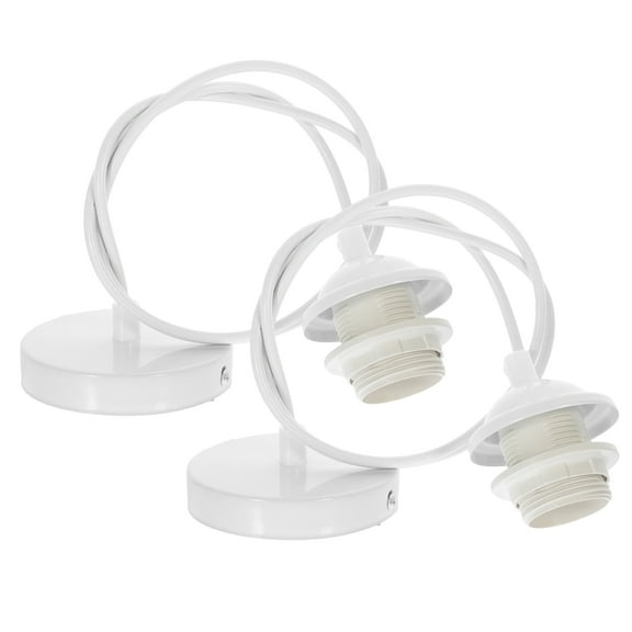 EXHUMKY 2-Pack White Iron Hanging Bulb Light Fixtures for Bedroom, Indoor Pendant Lamps, Modern Decorative Lighting