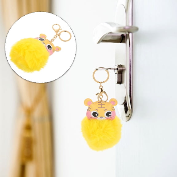 EXHUMKY Adorable Tiger Keychain Yellow Faux Details 2Pcs