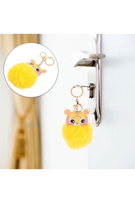 Adorable Tiger Keychain Yellow Faux Details 2Pcs