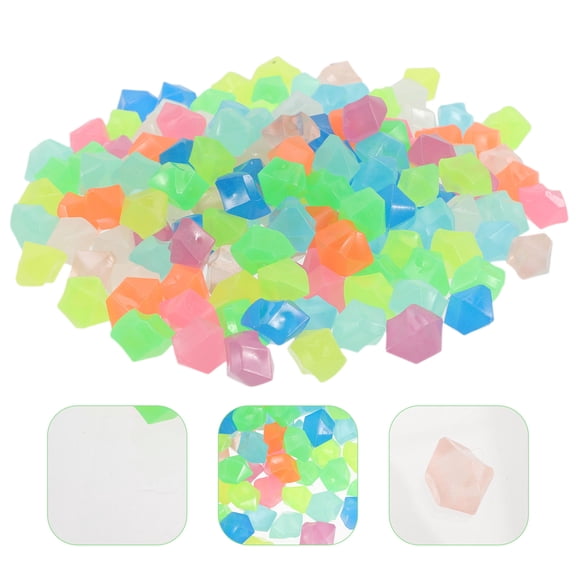 EXHUMKY 300Pcs Assorted Color Luminous Stones for Garden Decor Outdoor Pathways 1.4x1.1in