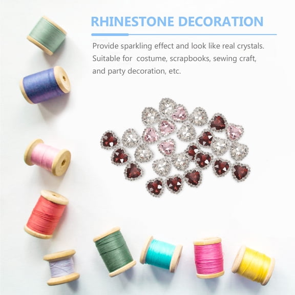 EXHUMKY 30Pcs Heart Shaped Rhinestones for Diy Crafts and Clothing Embellishment