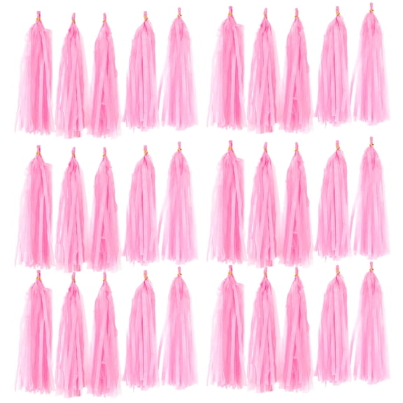 EXHUMKY Pink Paper Tassels Tassel Gar for Wedding and Party Decorations 30Pcs