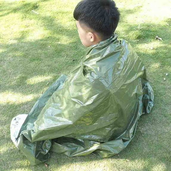 EXHUMKY Emergency Blanket Olive for Outdoor Heat Retention and Moisture Blocking 3Pcs