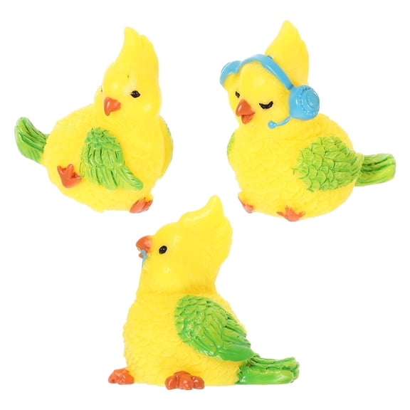 EXHUMKY Set of 3 Colorful Resin Parrot Figurines Small Bird Statues for Desktop Home Office Decoration