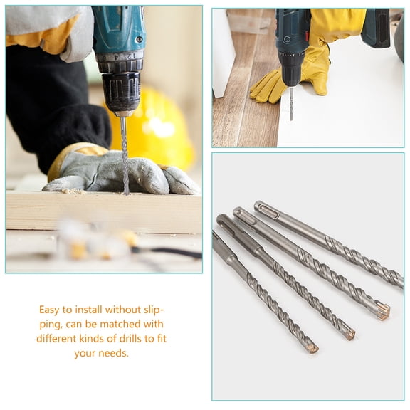 EXHUMKY Exhumky 3Pcs Masonry Drill Bits Silver 40cr Steel Yg8c Alloy for Concrete Ceramic Tile Drilling