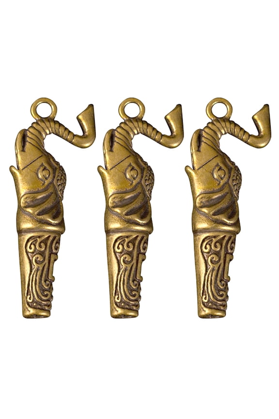3Pcs Golden Copper Whistles Elephant Pendants Outdoor Design Keychain Accessories