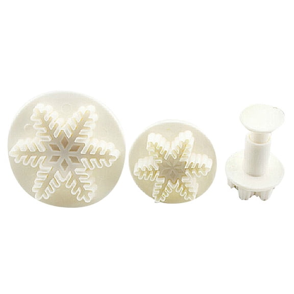EXHUMKY Snowflake Fondant Cutter Set Beige 3Pcs for Cake Decoration and Baking