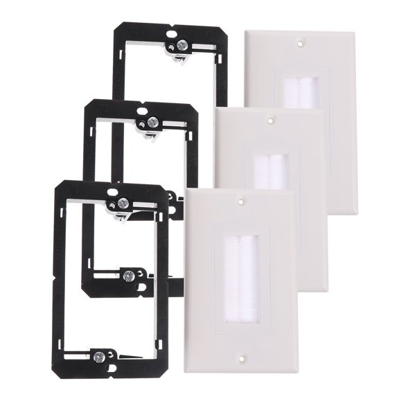 EXHUMKY 3Pcs Single Brush Wall Plate Black Cable Pass Through Insert for Home Wall Access
