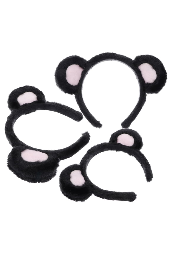 3Pcs Womens Fabric Headband Black Bear Ear Design Comfortable Hair Accessories
