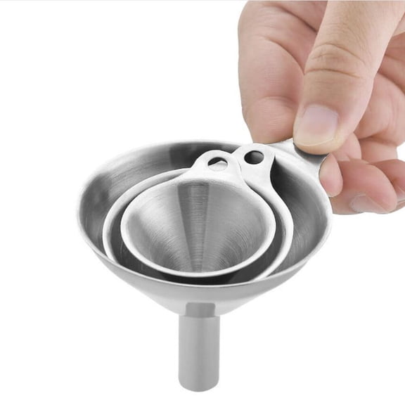 EXHUMKY 3Pcs Kitchen Funnel and Strainer Set Stainless Steel for Liquid Transfer and Cooking Use
