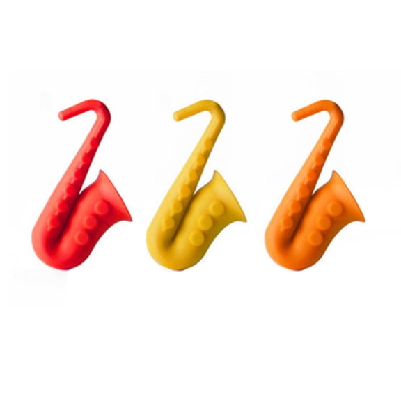 EXHUMKY 3Pcs Silicone Kitchen Spill Stoppers Pot Cover Overflow Stoppers Saxophone Shape