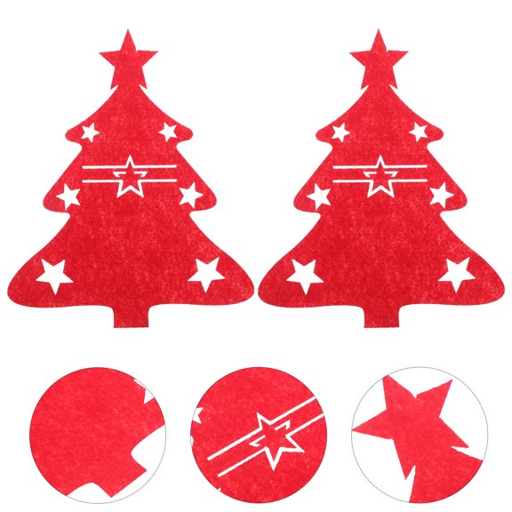 EXHUMKY 48Pcs Christmas Tree Red Felt Cutlery Holder Bags Silverware Pouch for Festive Table Setting