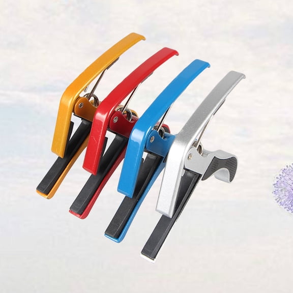 EXHUMKY 4Pcs Clip on Guitar Capo for Folk Guitar Ukulele with Scratch Protection Assorted Color