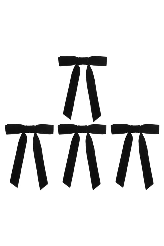 4Pcs Black Hair Bows Velvet Hair Accessories For Women Casual Hair Styling