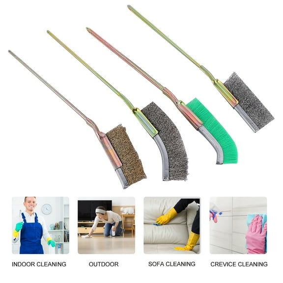 EXHUMKY 4Pcs Corner Wire Brush Assorted Color Steel Copper Nylon For Filter Cleaning 9.44x1.18x0.39 Inch