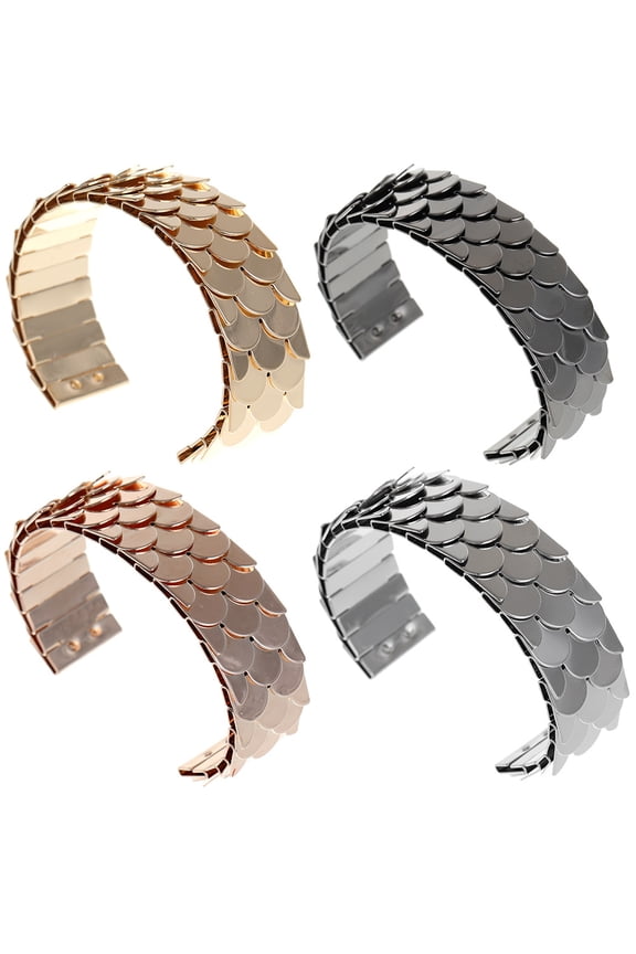 4Pcs Elegant Bangle Bracelets for Women Adjustable Metal Wrist Accessory in Golden Silver Black