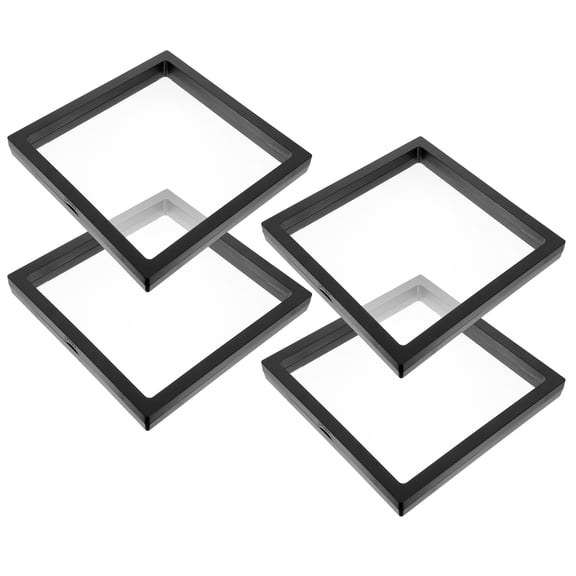 EXHUMKY 4Pcs Black Floating Display Case 3D Effect Desktop Ring Display for Collection Storage