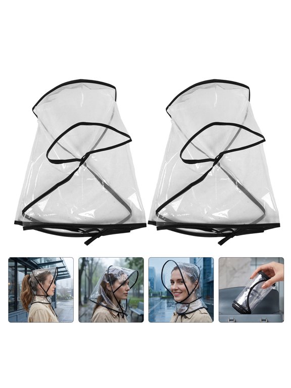 4Pcs Foldable Clear Plastic Rain Bonnet Waterproof Hat with Visor Stylish and Practical