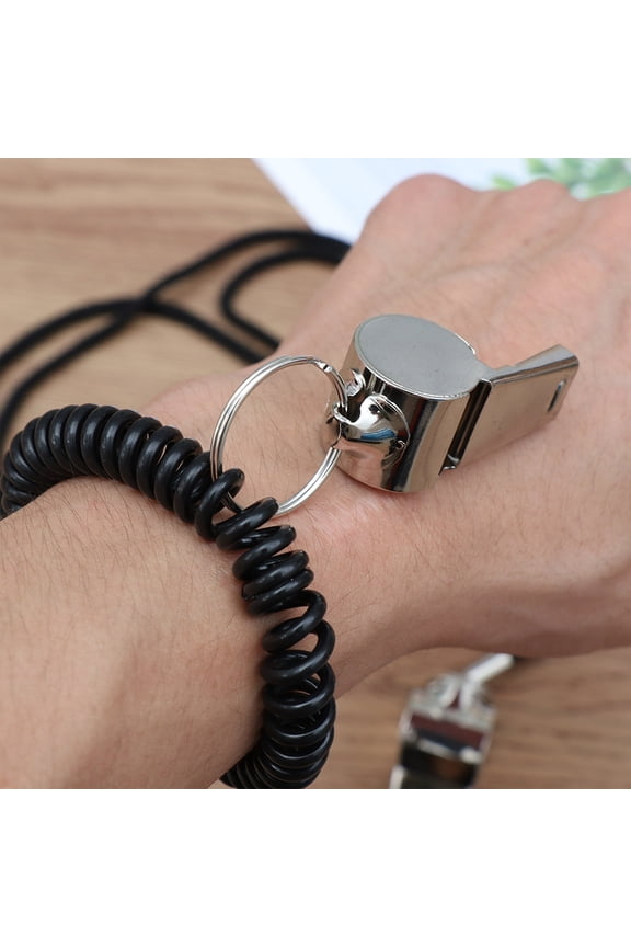 4Pcs Plated Silver Metal Whistles for Sports Referee High Frequency Design with Key Chain