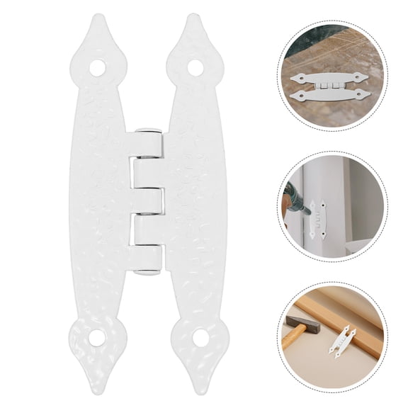 EXHUMKY 4Pcs White Antique Butterfly Cabinet Hinges Heavy Duty Iron Decorative Hardware for Doors