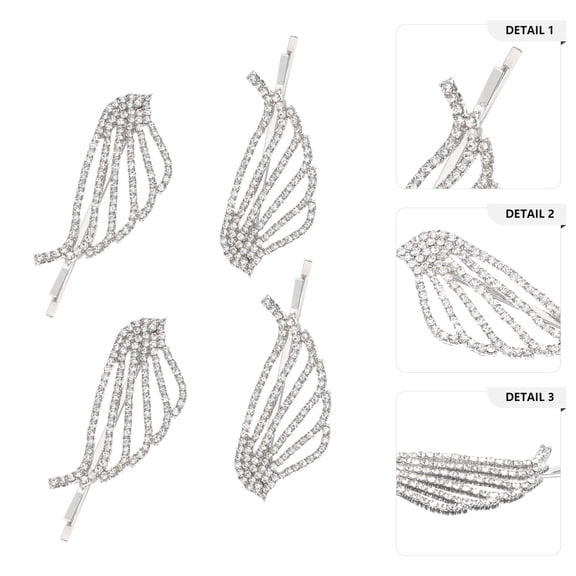 EXHUMKY 4pcs Decorative Rhinestone Hair Clips Wing Shape Headdress for Women Stylish Hair Accessories