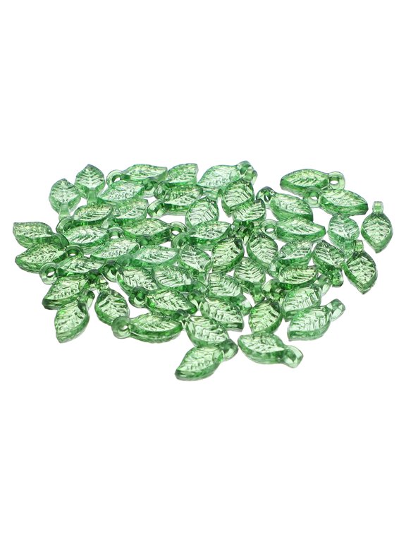 50-Piece Green Leaf Acrylic Charms for Jewelry Making, Lightweight Pendants for Earrings, Necklaces, Crafts