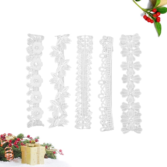 EXHUMKY 5Pcs White Lace Headband Hollow Design for Cosplay Holiday Photo Props