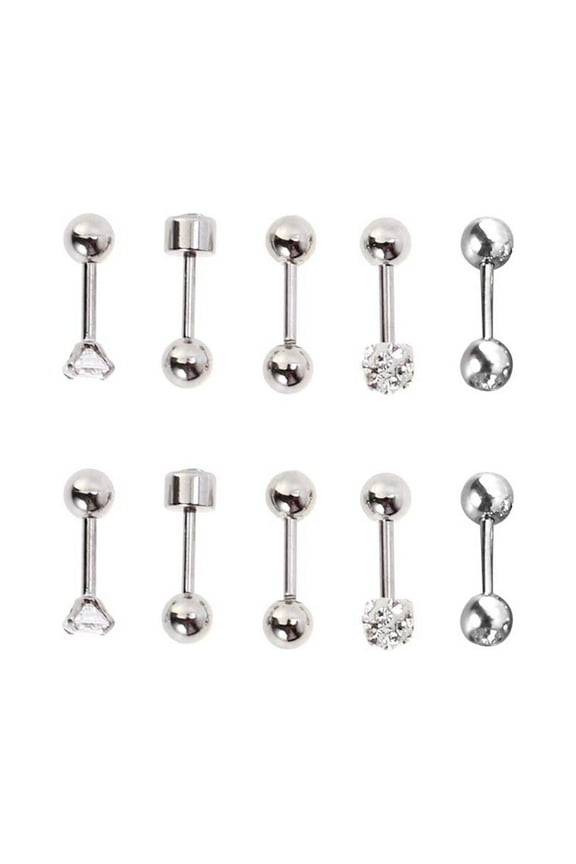 5Pairs Stainless Steel Ball Ear Studs Set Screw Back for Piercings