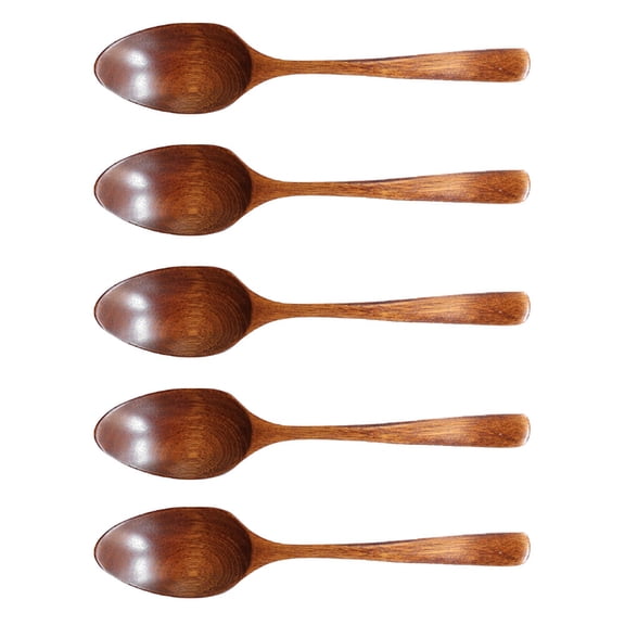 EXHUMKY 5Pcs Dumpling Spoon Light Brown Wood Suitable for Special Occasions and present Giving