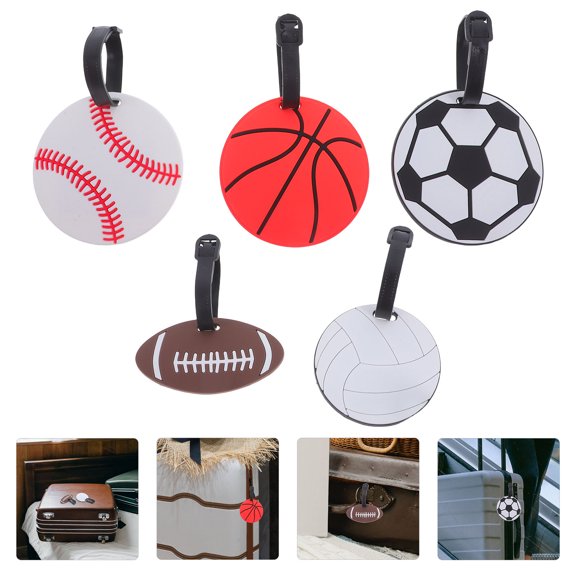 EXHUMKY Luggage Tags Set of 5 Soft PVC Rubber Tags in Multiple Colors for Easy Bag Identification and Travel