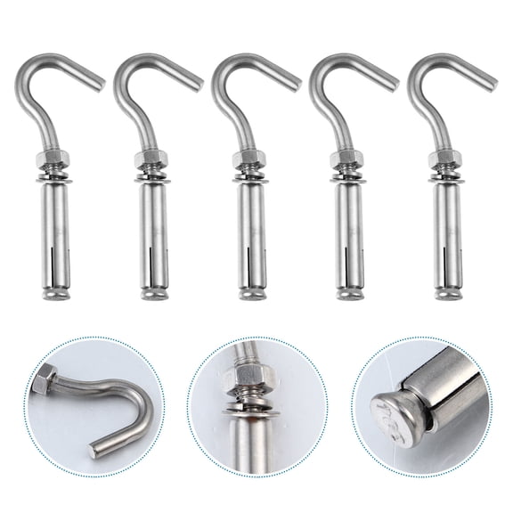EXHUMKY 5Pcs Stainless Steel Open Cup Hooks Heavy Duty Expansion Bolts for Hanging with Strong Rust Resistance