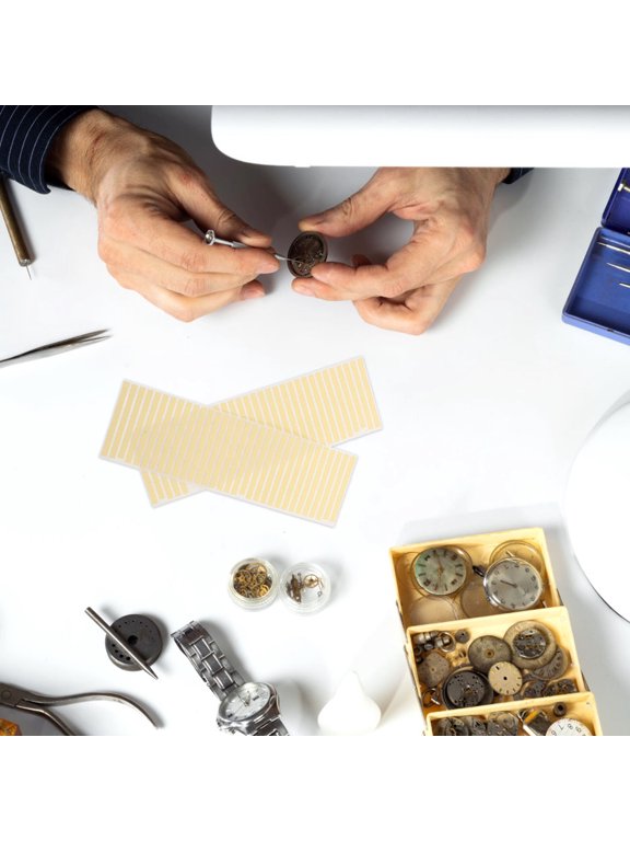 6 Sheets Double-Sided Watch Dial Mounting Tape for Repair, Khaki Adhesive Sheets for Watchmaking