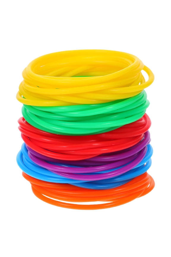 60Pcs Assorted Color Silicone Jelly Bracelets Elastic Waterproof Wristbands for Events and Hair