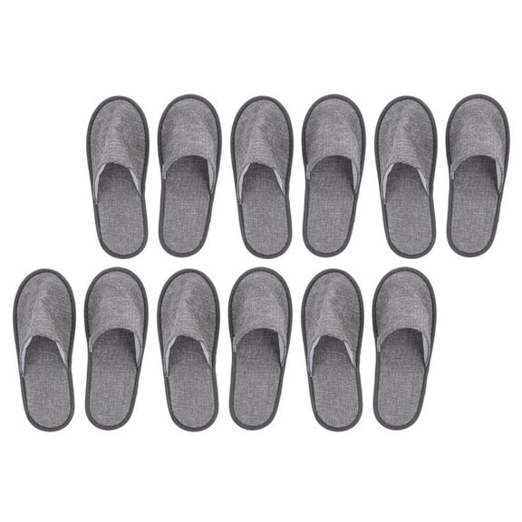 EXHUMKY 6Pairs Travel Foldable Slippers For Outdoor Use Grey Flat Design Men Women