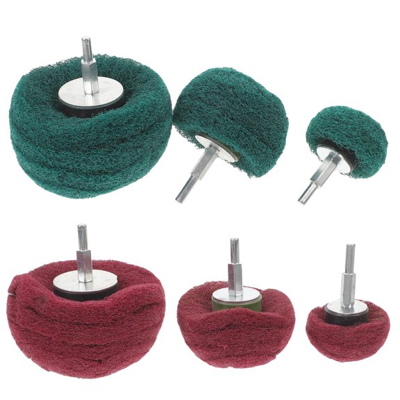 EXHUMKY 6Pcs Car Polishing Repair Buffing Wheel Set Green Stainless Steel Polishing Mop for Drill