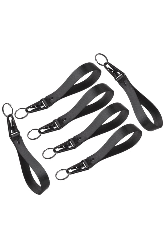 6Pcs Mens Keyrings Keys Black Nylon Sturdy Key Chain for Backpack with Easy Carry