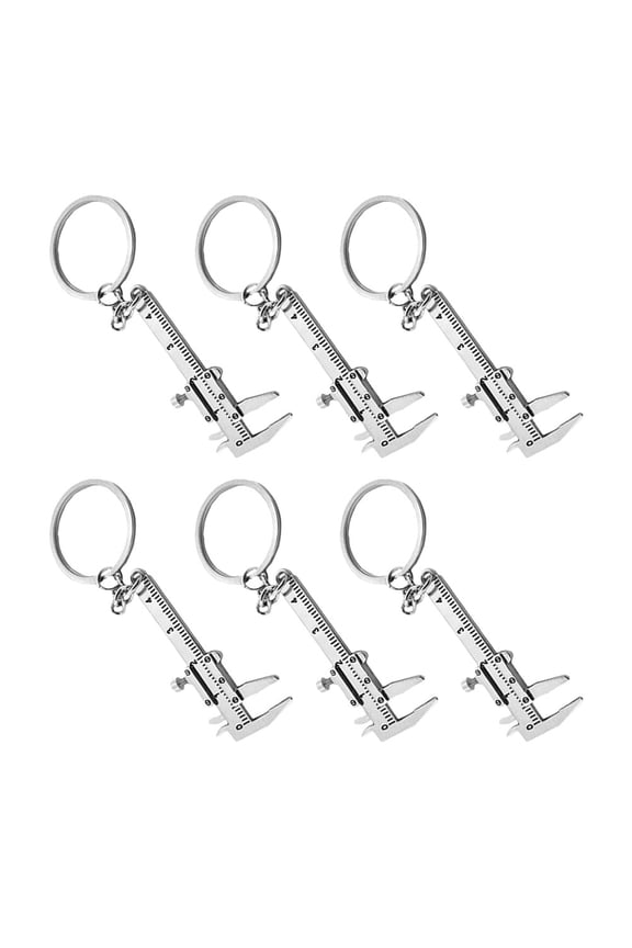 6Pcs Lightweight Zinc Alloy Pocket Caliper Keychain Portable Measurement Tool