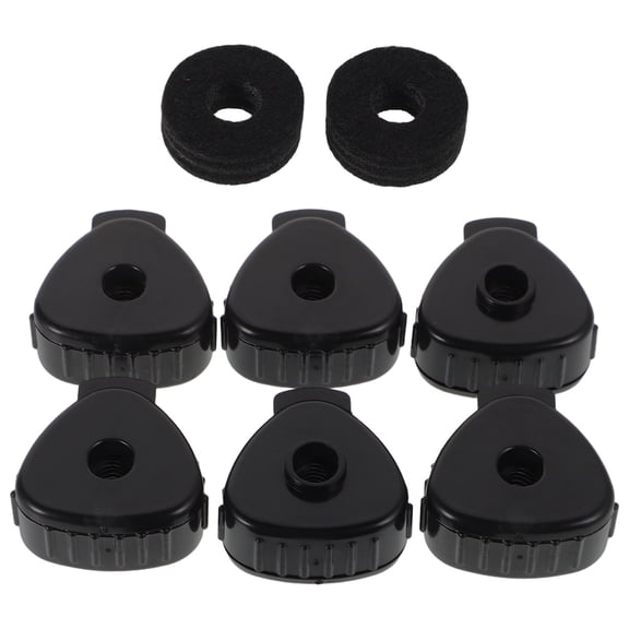 EXHUMKY 6Pcs Black Plastic Quick Release Cymbal Caps with Cushion for Drum Cymbal Replacement